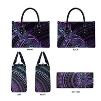 Teal Purple Polynesia Plumeria Tattoo Leather Bag LT14 - Polynesian Pride