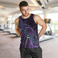 Teal Purple Polynesia Plumeria Tattoo Men Tank Top LT14 Purple - Polynesian Pride