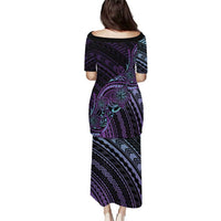Teal Purple Polynesia Plumeria Tattoo Puletasi LT14 - Polynesian Pride
