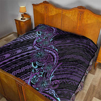 Teal Purple Polynesia Plumeria Tattoo Quilt LT14 - Polynesian Pride