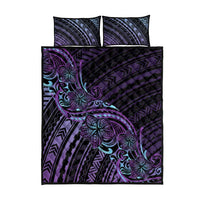 Teal Purple Polynesia Plumeria Tattoo Quilt Bed Set LT14 - Polynesian Pride