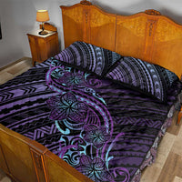 Teal Purple Polynesia Plumeria Tattoo Quilt Bed Set LT14 - Polynesian Pride