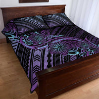Teal Purple Polynesia Plumeria Tattoo Quilt Bed Set LT14 - Polynesian Pride