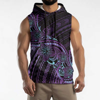 Teal Purple Polynesia Plumeria Tattoo Sleeveless Hoodie LT14 - Polynesian Pride