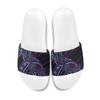 Teal Purple Polynesia Plumeria Tattoo Slide Sandals LT14 Purple - Polynesian Pride