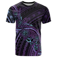 Teal Purple Polynesia Plumeria Tattoo T Shirt LT14 Purple - Polynesian Pride