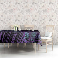 Teal Purple Polynesia Plumeria Tattoo Tablecloth LT14 - Polynesian Pride