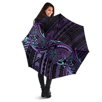 Teal Purple Polynesia Plumeria Tattoo Umbrella
