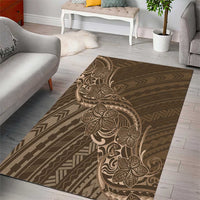 Brown Polynesia Plumeria Tattoo Area Rug