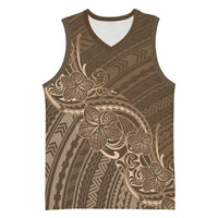Brown Polynesia Plumeria Tattoo Basketball Jersey LT14 Unisex Brown - Polynesian Pride