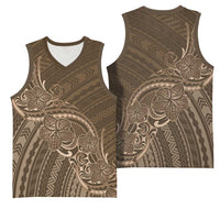 Brown Polynesia Plumeria Tattoo Basketball Jersey LT14 - Polynesian Pride
