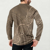 Brown Polynesia Plumeria Tattoo Button Sweatshirt LT14 - Polynesian Pride