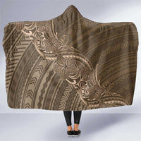 Brown Polynesia Plumeria Tattoo Hooded Blanket LT14 One Size Brown - Polynesian Pride