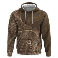 Brown Polynesia Plumeria Tattoo Hoodie LT14 Pullover Hoodie Brown - Polynesian Pride