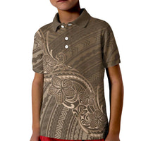 Brown Polynesia Plumeria Tattoo Kid Polo Shirt LT14 Kid Brown - Polynesian Pride