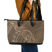 Brown Polynesia Plumeria Tattoo Leather Tote Bag LT14 - Polynesian Pride