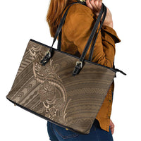 Brown Polynesia Plumeria Tattoo Leather Tote Bag LT14 - Polynesian Pride