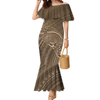 Brown Polynesia Plumeria Tattoo Mermaid Dress LT14 Women Brown - Polynesian Pride