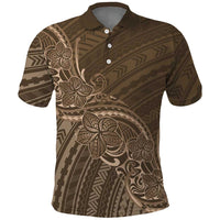 Brown Polynesia Plumeria Tattoo Polo Shirt LT14 Brown - Polynesian Pride