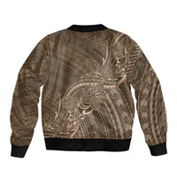 Brown Polynesia Plumeria Tattoo Sleeve Zip Bomber Jacket LT14 - Polynesian Pride