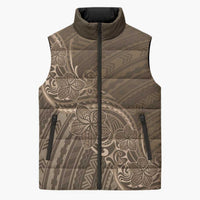 Brown Polynesia Plumeria Tattoo Sleeveless Puffer Jacket LT14 Unisex Brown - Polynesian Pride