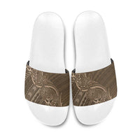 Brown Polynesia Plumeria Tattoo Slide Sandals LT14 Brown - Polynesian Pride