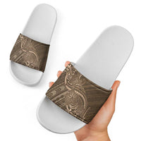 Brown Polynesia Plumeria Tattoo Slide Sandals LT14 - Polynesian Pride