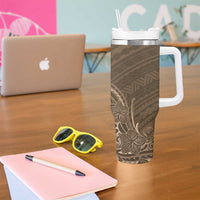 Brown Polynesia Plumeria Tattoo Tumbler With Handle LT14 - Polynesian Pride