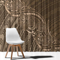Brown Polynesia Plumeria Tattoo Window Curtain LT14 - Polynesian Pride