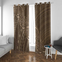 Brown Polynesia Plumeria Tattoo Window Curtain LT14 With Grommets Brown - Polynesian Pride