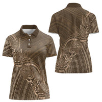 Brown Polynesia Plumeria Tattoo Women Polo Shirt LT14 - Polynesian Pride