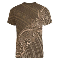 Brown Polynesia Plumeria Tattoo Women V-Neck T-Shirt LT14 - Polynesian Pride