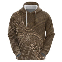 Brown Polynesia Plumeria Tattoo Zip Hoodie LT14 - Polynesian Pride