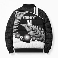 Custom New Zealand Silver Fern Petanque Bomber Puffer Jacket Aotearoa Maori Pattern LT14 - Polynesian Pride