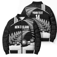 Custom New Zealand Silver Fern Petanque Bomber Puffer Jacket Aotearoa Maori Pattern LT14 - Polynesian Pride