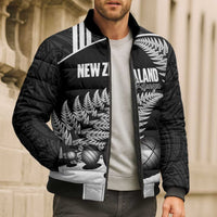Custom New Zealand Silver Fern Petanque Bomber Puffer Jacket Aotearoa Maori Pattern LT14 - Polynesian Pride
