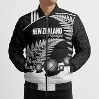 Custom New Zealand Silver Fern Petanque Bomber Puffer Jacket Aotearoa Maori Pattern LT14 - Polynesian Pride
