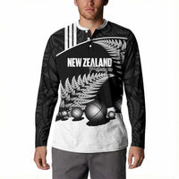 Custom New Zealand Silver Fern Petanque Button Sweatshirt Aotearoa Maori Pattern LT14 - Polynesian Pride