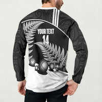 Custom New Zealand Silver Fern Petanque Button Sweatshirt Aotearoa Maori Pattern LT14 - Polynesian Pride