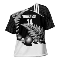 Custom New Zealand Silver Fern Petanque Cross Shoulder Shirt Aotearoa Maori Pattern LT14 - Polynesian Pride