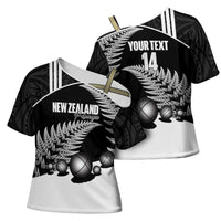 Custom New Zealand Silver Fern Petanque Cross Shoulder Shirt Aotearoa Maori Pattern LT14 - Polynesian Pride