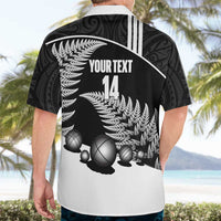 Custom New Zealand Silver Fern Petanque Hawaiian Shirt Aotearoa Maori Pattern