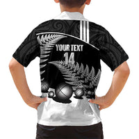 Custom New Zealand Silver Fern Petanque Kid Hawaiian Shirt Aotearoa Maori Pattern LT14 - Polynesian Pride