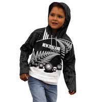 Custom New Zealand Silver Fern Petanque Kid Hoodie Aotearoa Maori Pattern LT14 - Polynesian Pride
