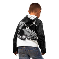 Custom New Zealand Silver Fern Petanque Kid Hoodie Aotearoa Maori Pattern LT14 - Polynesian Pride