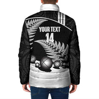 Custom New Zealand Silver Fern Petanque Padded Jacket Aotearoa Maori Pattern LT14 - Polynesian Pride