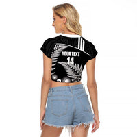 Custom New Zealand Silver Fern Petanque Raglan Cropped T Shirt Aotearoa Maori Pattern LT14 - Polynesian Pride