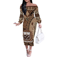 Samoa Siapo Family Matching Off The Shoulder Long Sleeve Dress and Hawaiian Shirt Happy Independence Day Vintage Vibes