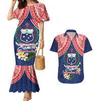 Samoan Independence Day Couples Matching Mermaid Dress and Hawaiian Shirt Manuia Le Tutoatasi O Samoa LT14 Blue - Polynesian Pride