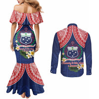 Samoan Independence Day Couples Matching Mermaid Dress and Long Sleeve Button Shirt Manuia Le Tutoatasi O Samoa LT14 - Polynesian Pride